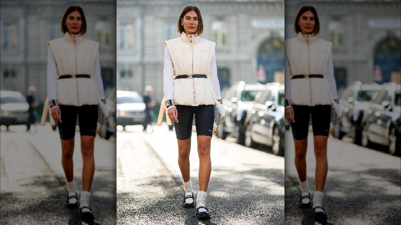 bike shorts with loafers