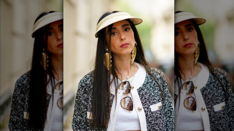 woman with flat visor