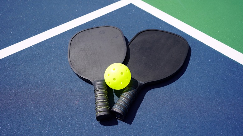 Pickleball racket and ball