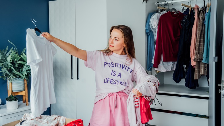 woman sorting out clothes
