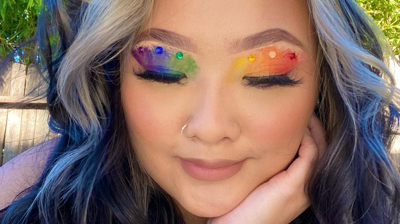 Rainbow eyeshadows with jewels