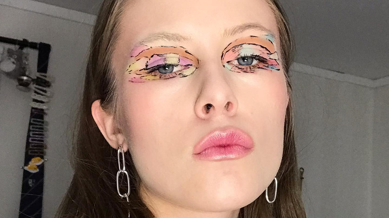 Cartoony watercolor eye makeup