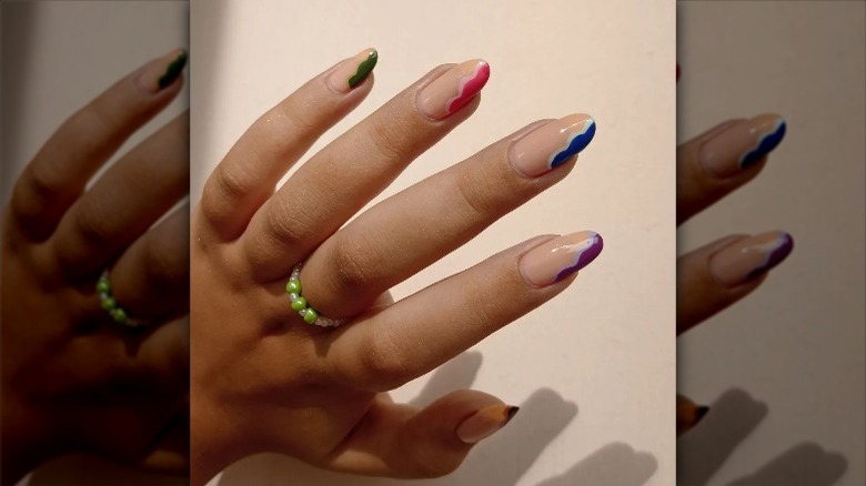 wavy French tips in different colors