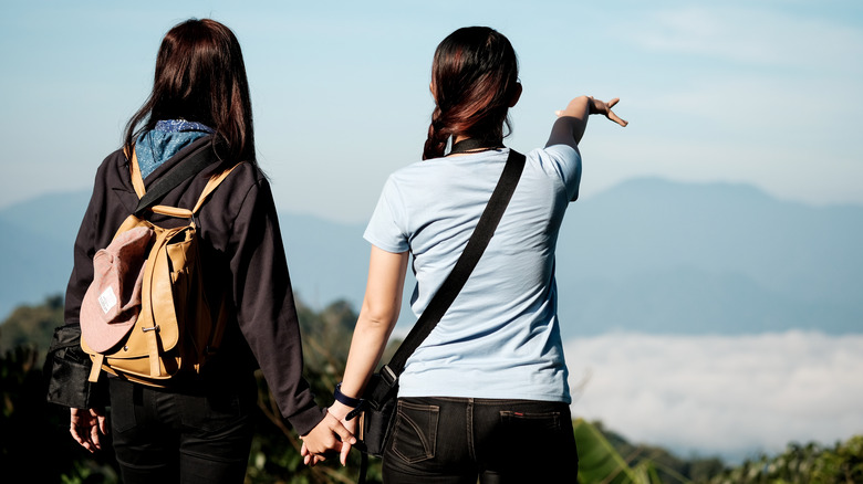 Couple hiking outdoors