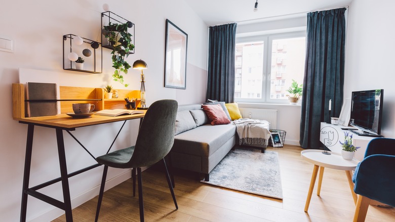 Home office setup with plants