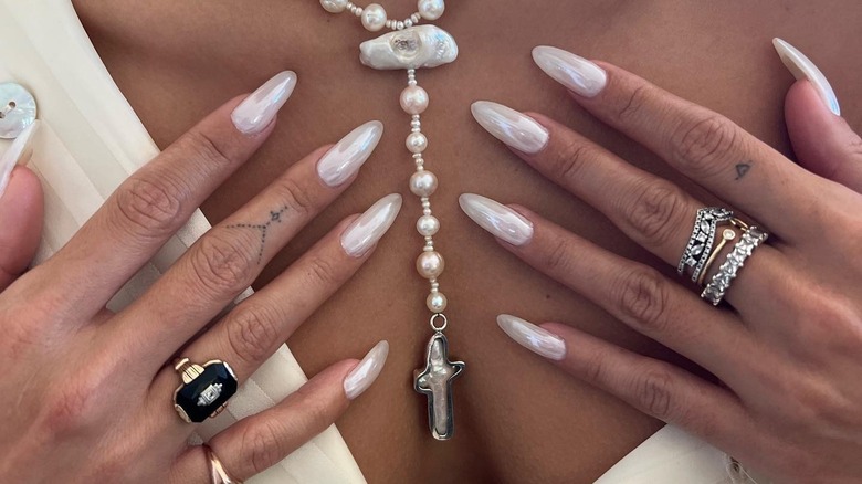 close up of chrome nails