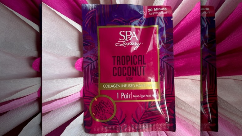 A Spa Luxury face mask on a floral backdrop