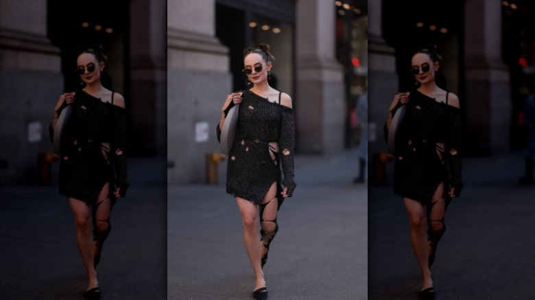 woman with cutout black dress