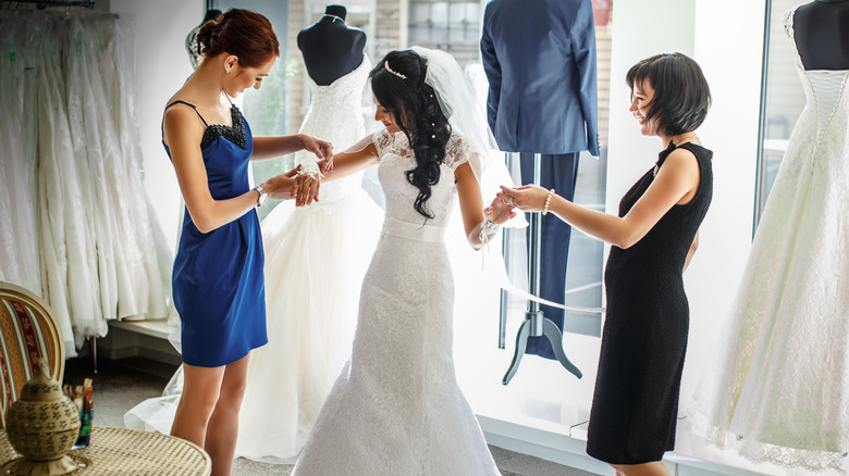 Woman at bridal fitting