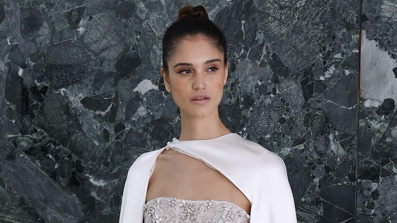 Model with winged eyeliner