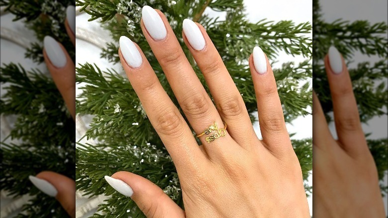 Classic white Jordan almond nails