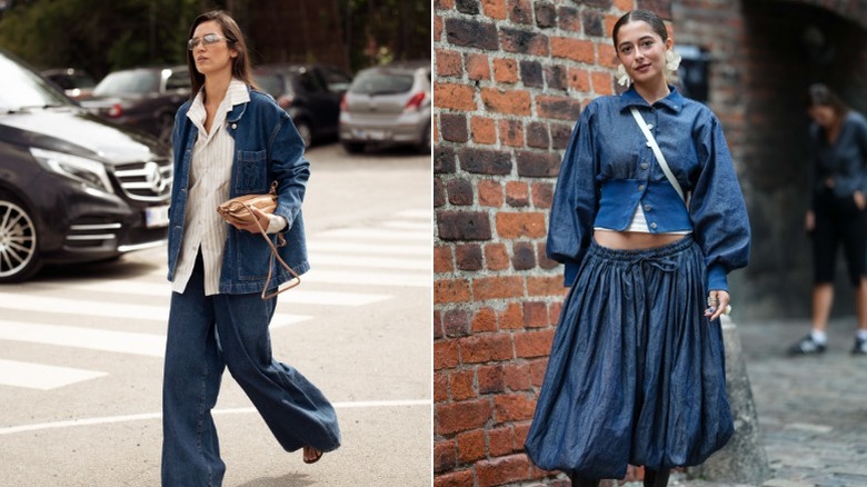 Two women wearing denim-on-denim looks