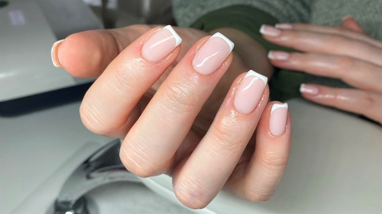 Square French-tips manicure