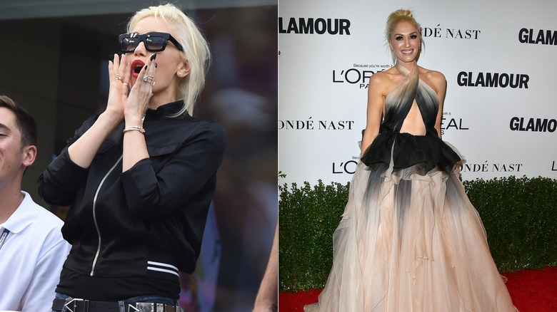 Gwen Stefani wearing black-and-white outfits