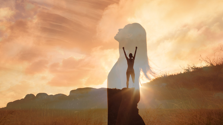 woman running by sunset