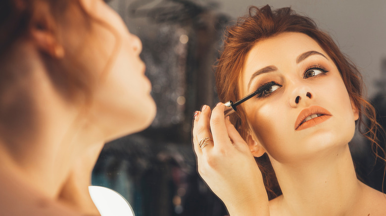 A woman wearing mascara