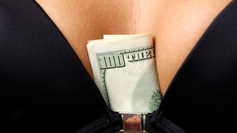 money in a bra