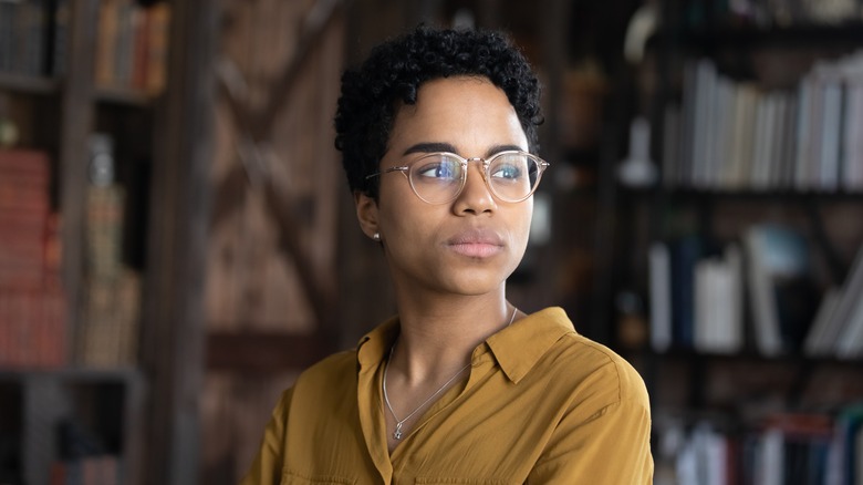 portrait of woman in glasses 