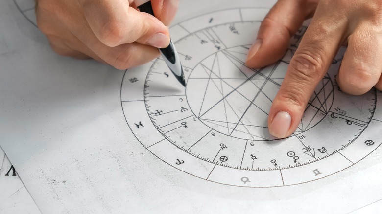 astrologer creating birth chart