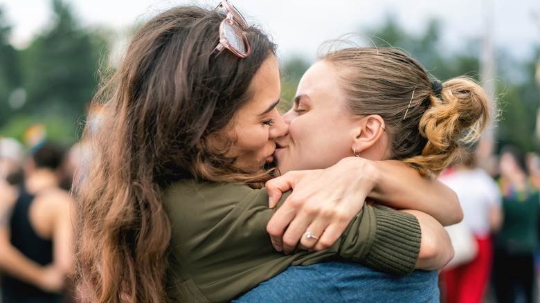 two women kissing
