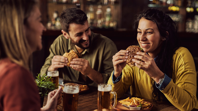 Friends eating together