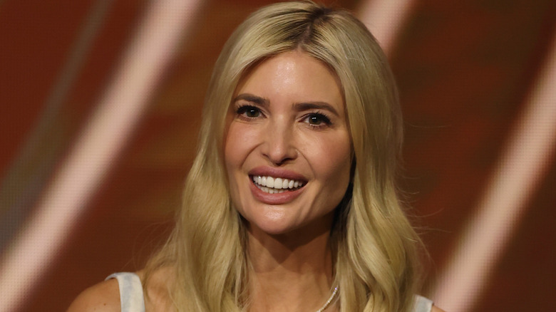 Ivanka Trump wearing makeup and smiling while speaking