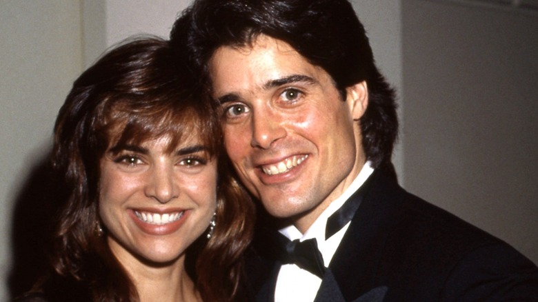 Lisa Rinna poses for a photo with Peter Barton at an event in 1989