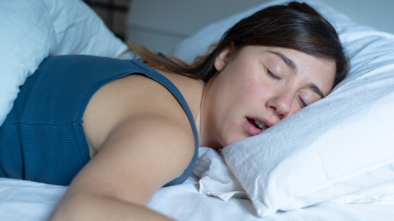 Woman sleeping with mouth open