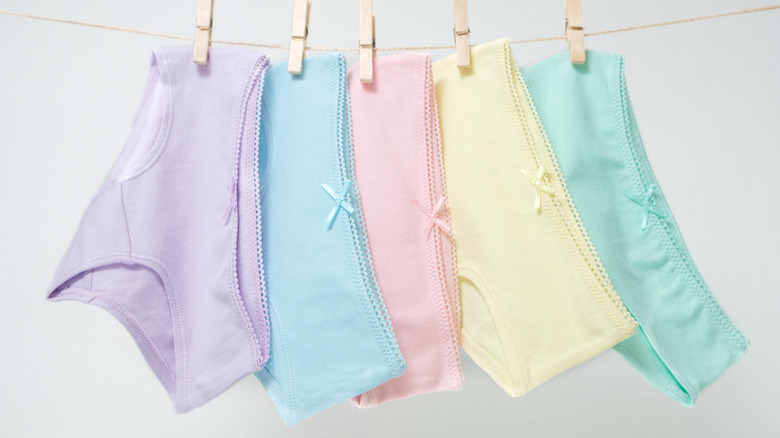 cotton panties pegged to a line