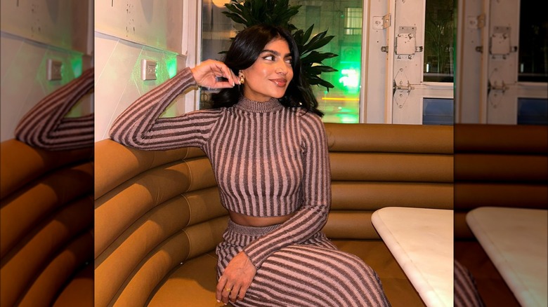 Striped sweater top and bottom set