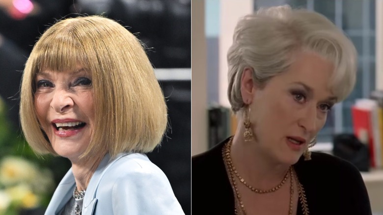 Side-by-side photo of Anna Wintour and Meryl Streep as Miranda Priestly in "The Devil Wears Prada"
