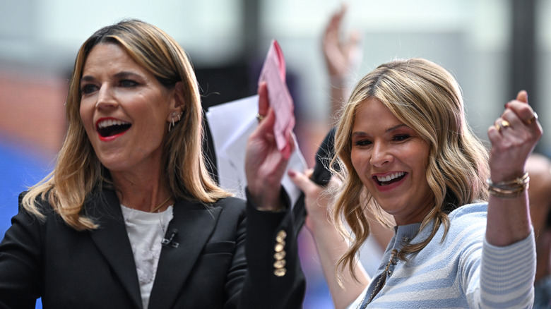 Savannah Guthrie and Jenna Bush Hager on the set of the Today Show