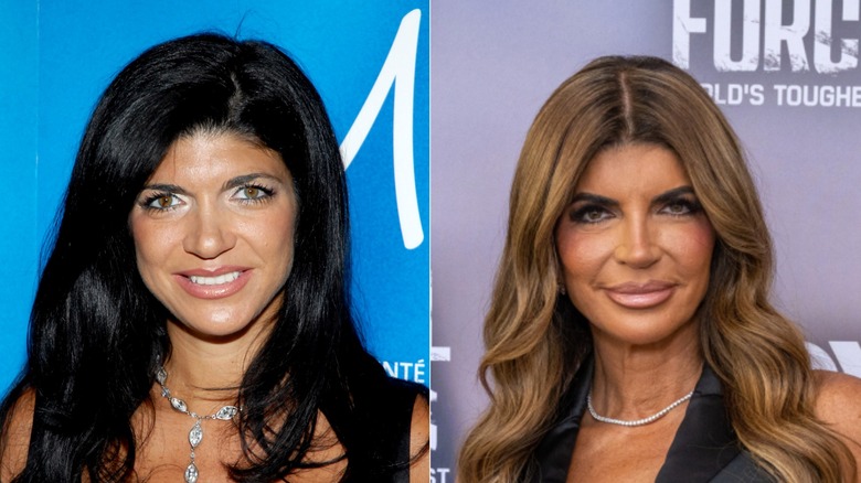 Teresa Giudice wearing pink lipstick before and after her nose job