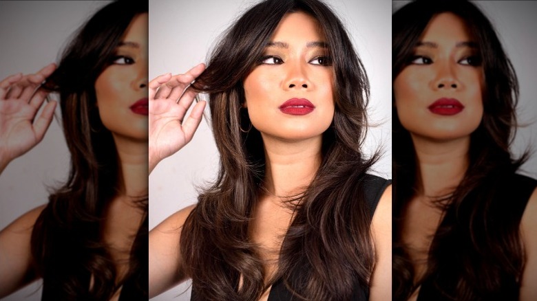 butterfly haircut with dark hair