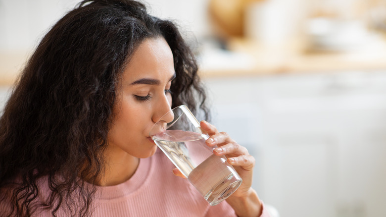 Woman drinking water