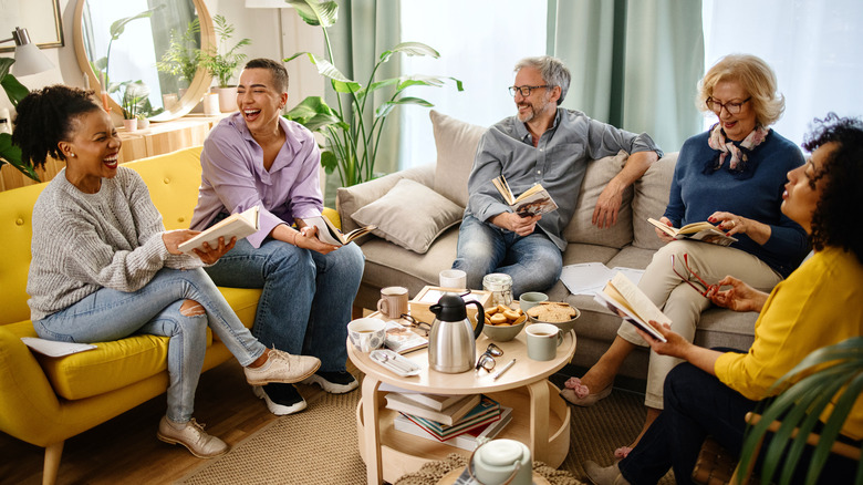 people during book club meeting