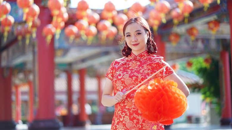 woman celebrating lunar new year