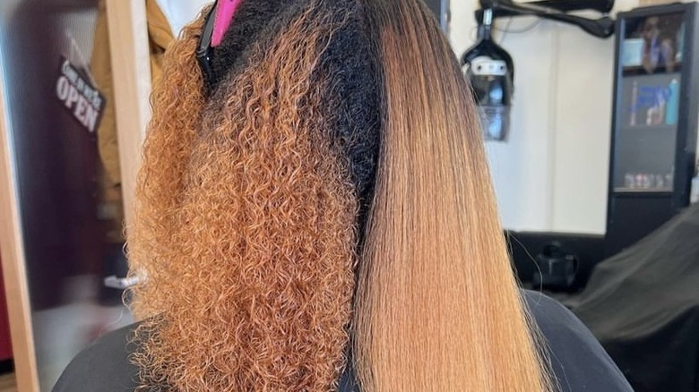 halfway straightened hair