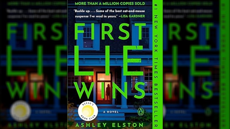 Book cover of "First Lie Wins" by Ashley Elston showing a Reese's Book Club Sticker