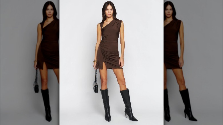 Reformation Model wears cafe mini dress