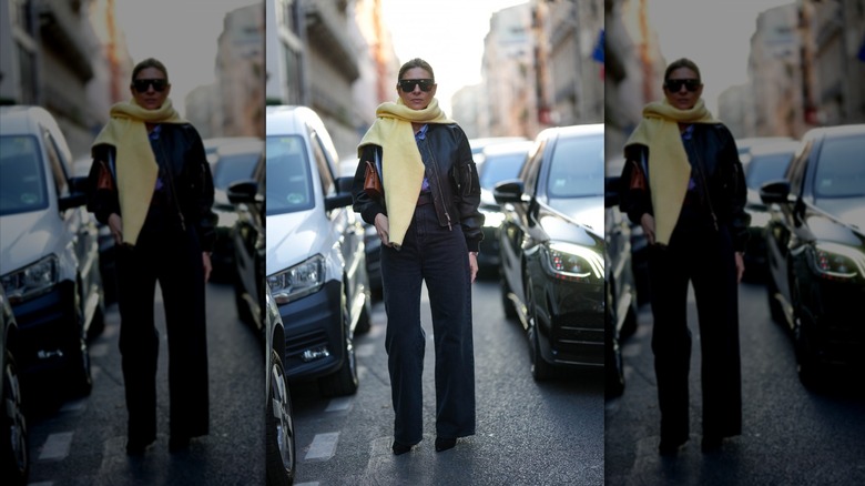 Woman wearing yellow scarf
