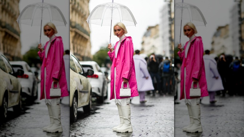woman in waterproof boots