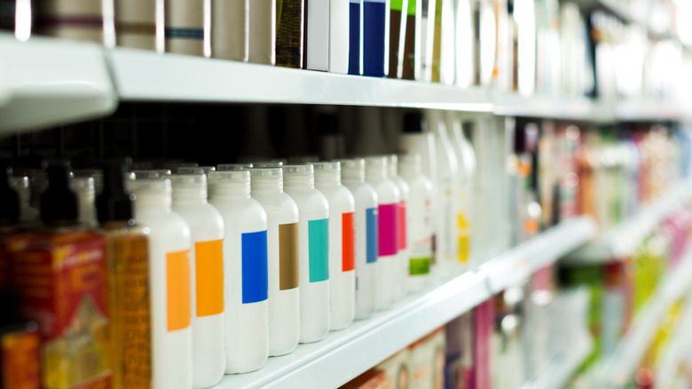 Hair care shelf at store
