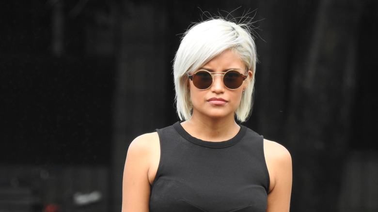 woman with platinum blond hair 