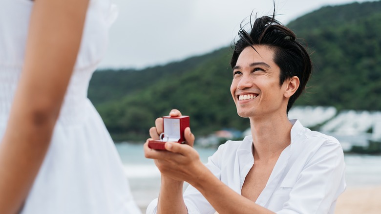 proposing on the beach