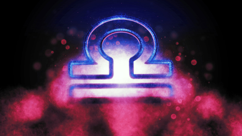 Libra symbol against the night sky