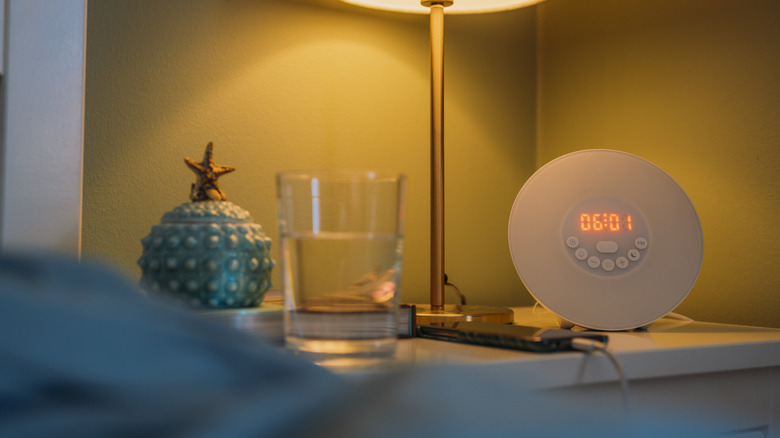 alarm clock on night stand