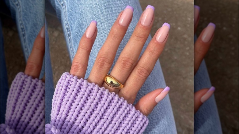 American mani with purple tips