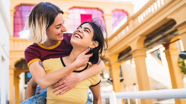 Two girls having fun