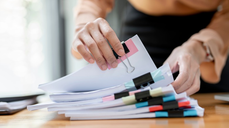 stack of work papers